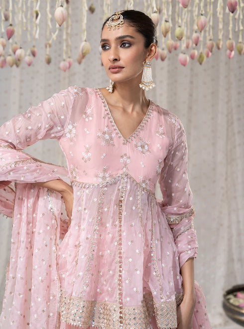 Rajnigandha Short Anarkali with Rajnigandha Lehenga